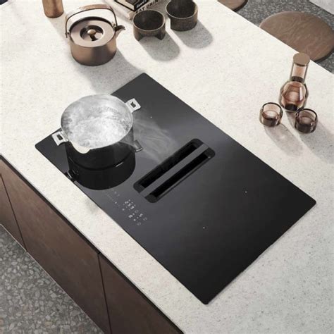 gas hob with integrated downdraft extractor